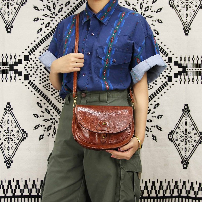 Tsubasa.Y The bridge bag 002, leather antique bag side backpack - Messenger Bags & Sling Bags - Genuine Leather 