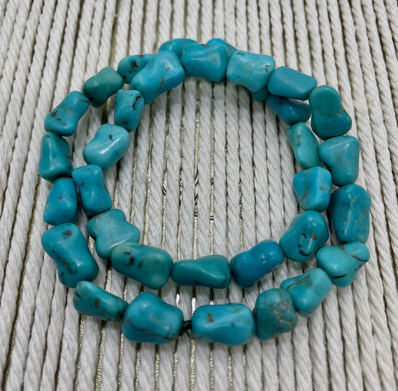 BR0134 - Home Design &amp; Craft - Natural Semi- Gemstone- Turquoise Two Rings Bracelet