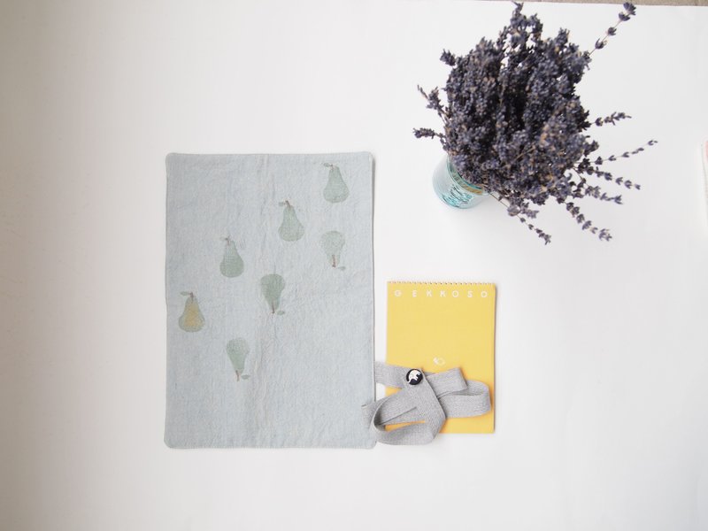 水彩筆 筆捲 恬靜酪梨滋味 - 鉛筆盒/筆袋 - 棉．麻 藍色