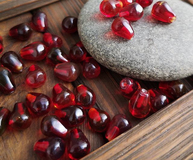 Natural Stone Beads Pomegranate Red Glass Round Loose Beads for