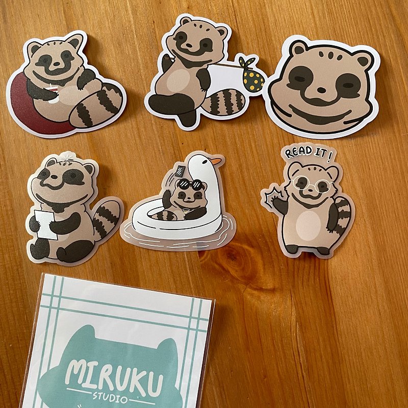 Set stickers Tanuki - Stickers - Plastic Brown