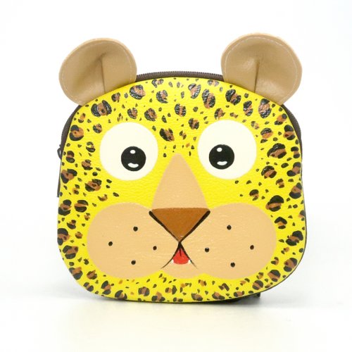 pipo89-dogs-cats 【雙11折扣】Leopard coin purse small synthetic leather bag with zip.various card pock