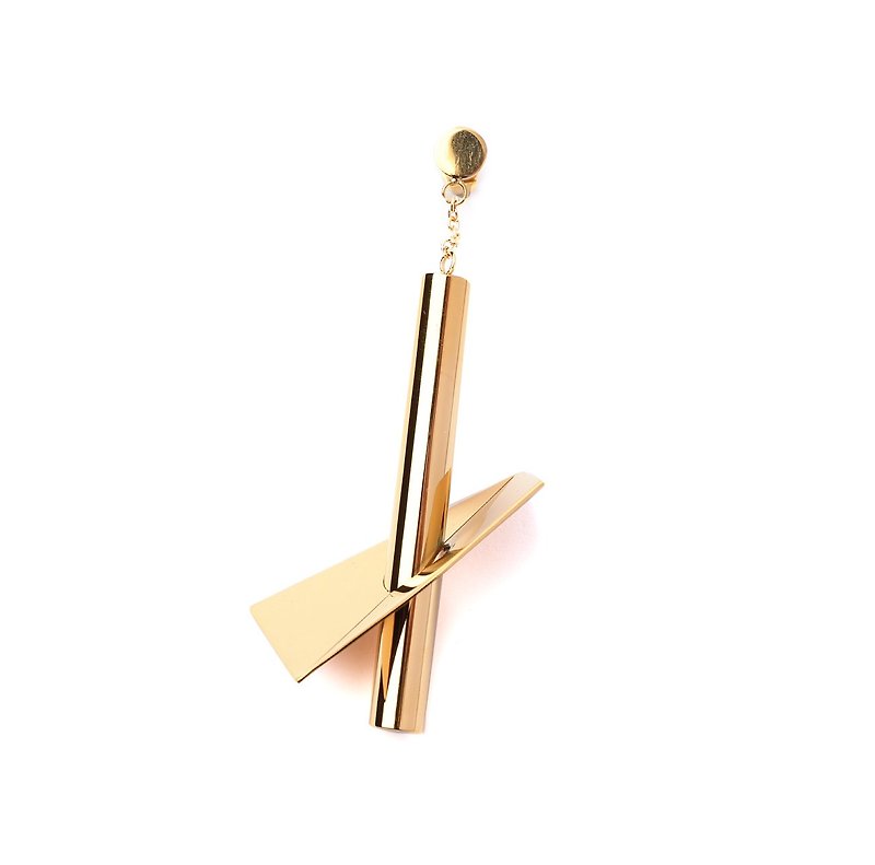 One INTERSECT column dangle earring-gold