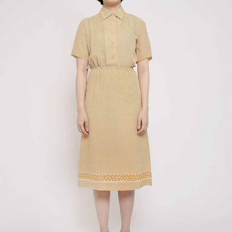 Vintage Japan Dress - ชุดเดรส - วัสดุอื่นๆ สีเหลือง