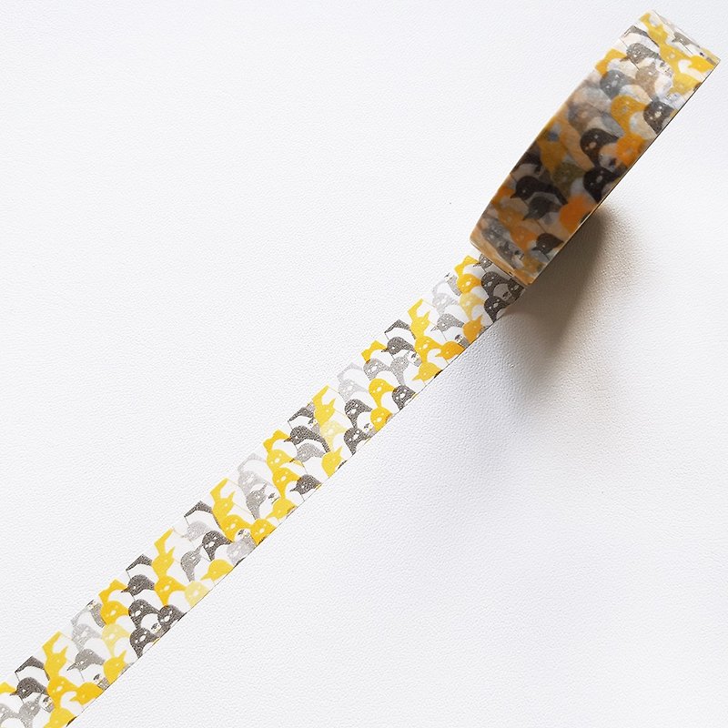 NICHIBAN Petit Joie Masking Tape【Penguin (PJMT-15S008)】 - มาสกิ้งเทป - กระดาษ สีเหลือง