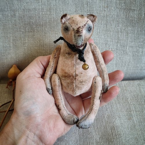 ハンドメイド 作家 【 grubbypup 】アンティーク風 テディベア クマ ハンドメイド 作家 【 grubbypup 】アンティーク風 テディベア