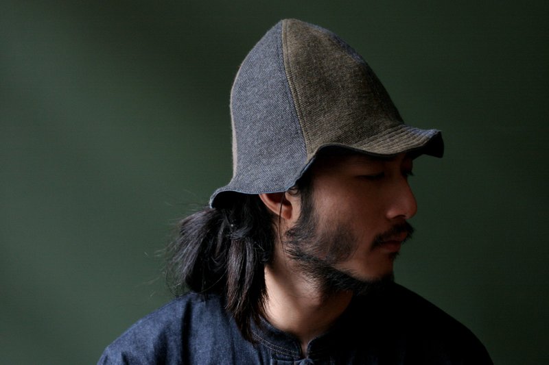 Omake / Omabow / Ray Hat / wool cap on both sides wear tulip - Hats & Caps - Cotton & Hemp Gray