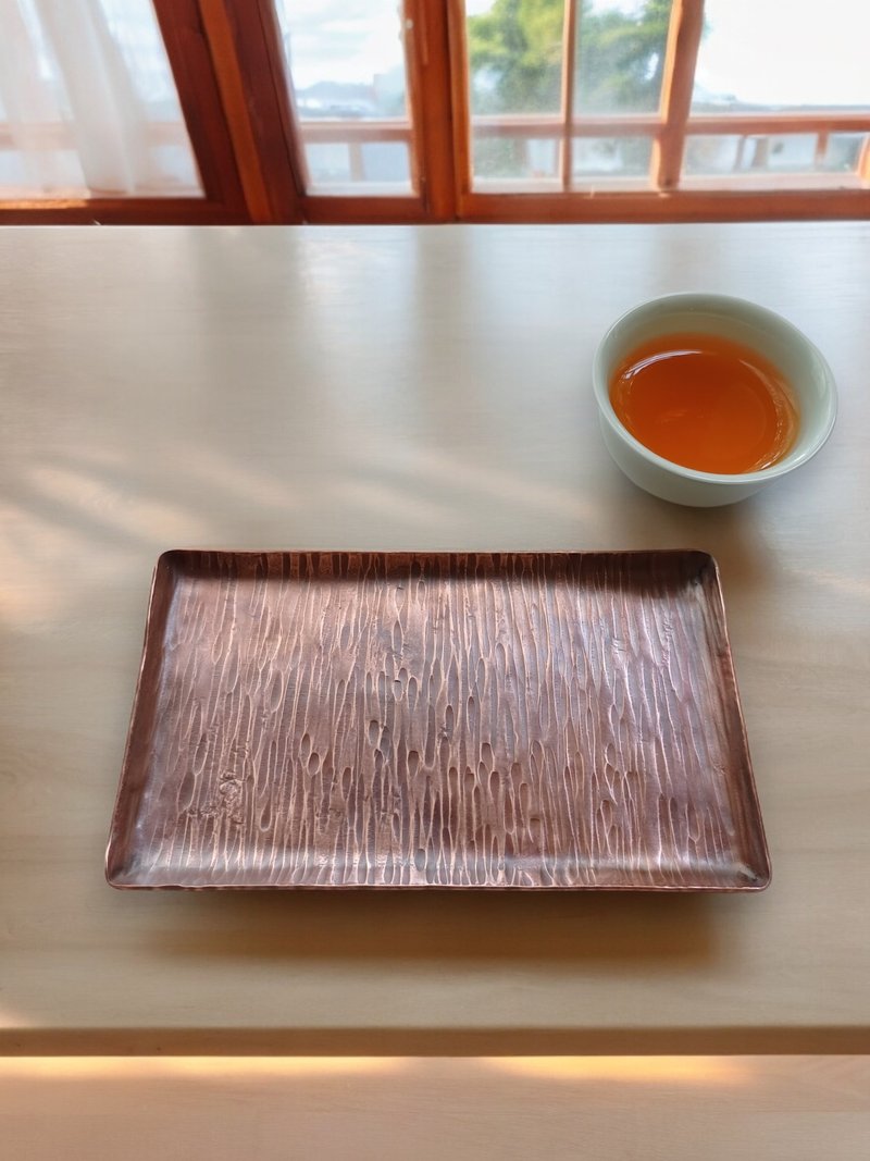 Handmade hammered rectangular small saucer coaster - ที่รองแก้ว - ทองแดงทองเหลือง สีนำ้ตาล