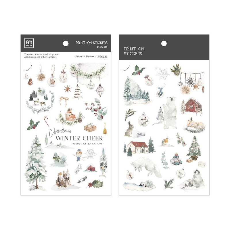 【Print-On Stickers】Christmas Edition 26 | Rub-on Sticker、Transfer Sticker - สติกเกอร์ - วัสดุอื่นๆ สีเขียว