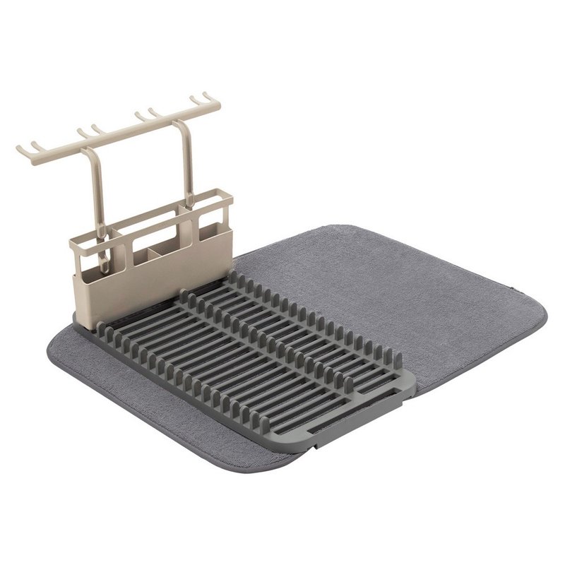 【Umbra】Absorbent pad + stemware and dish drainer (dark gray) | dish storage - ผลิตภัณฑ์ล้างจ้าน - พลาสติก 