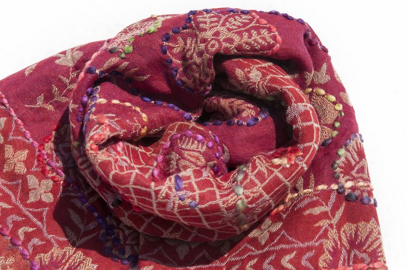 Boiled wool shawl/knitted scarf/embroidered scarf/cashmere shawl/Cashmere-flower - ผ้าพันคอถัก - ขนแกะ หลากหลายสี