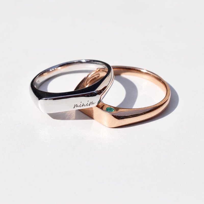 name engraved gemstone ring #minimmakeityour R368 - 戒指 - 純銀 