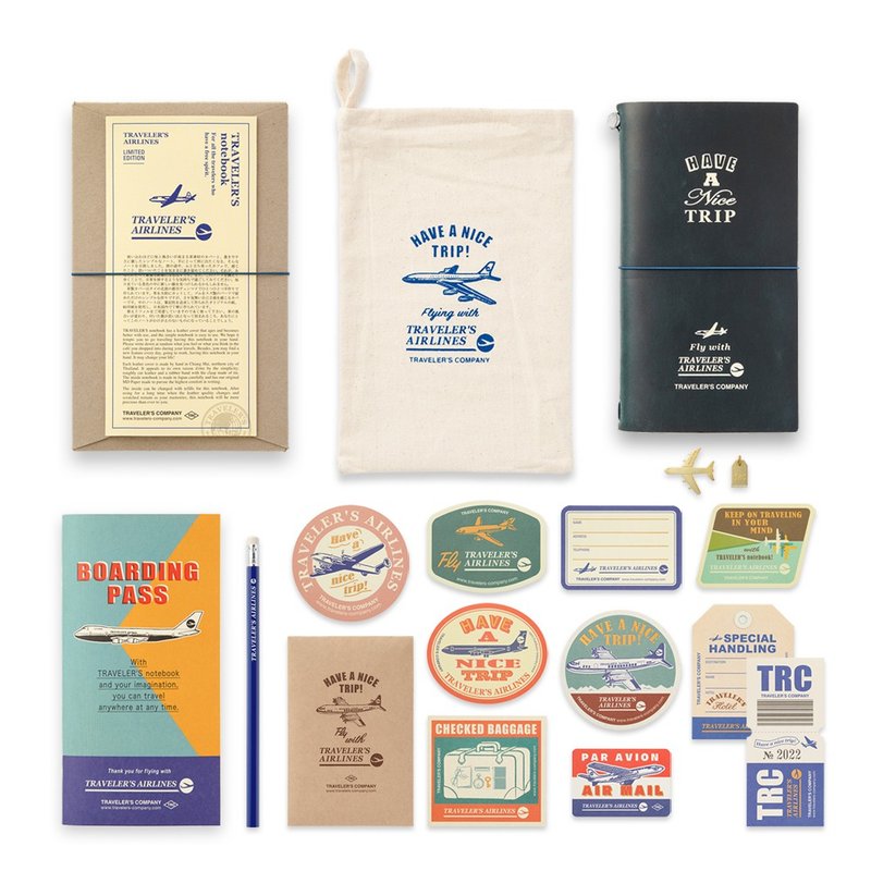 【日本同步發售】Traveler's Notebook 限量版文具組 航空 - 筆記本/手帳 - 真皮 咖啡色