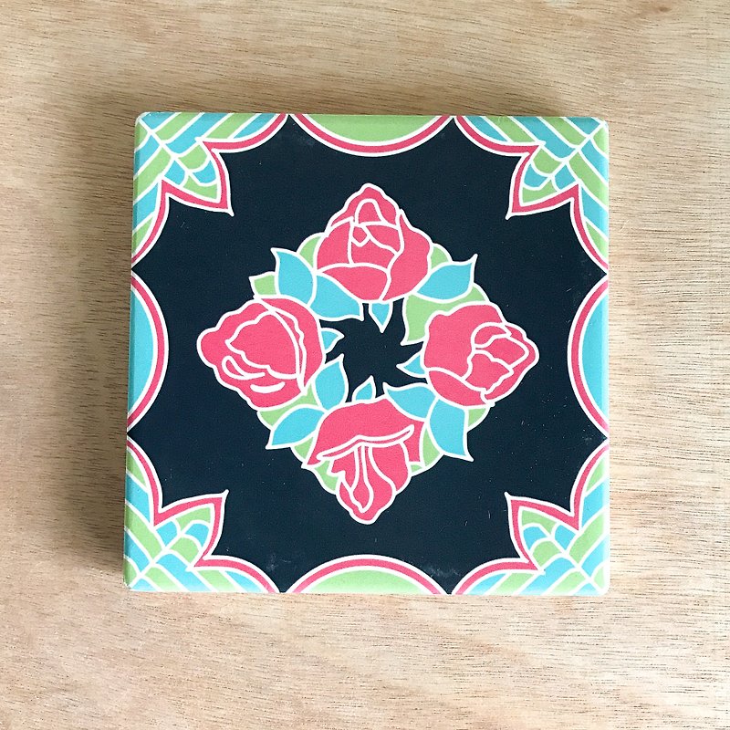 The rosy-colored you Coaster - Coasters - Pottery Black