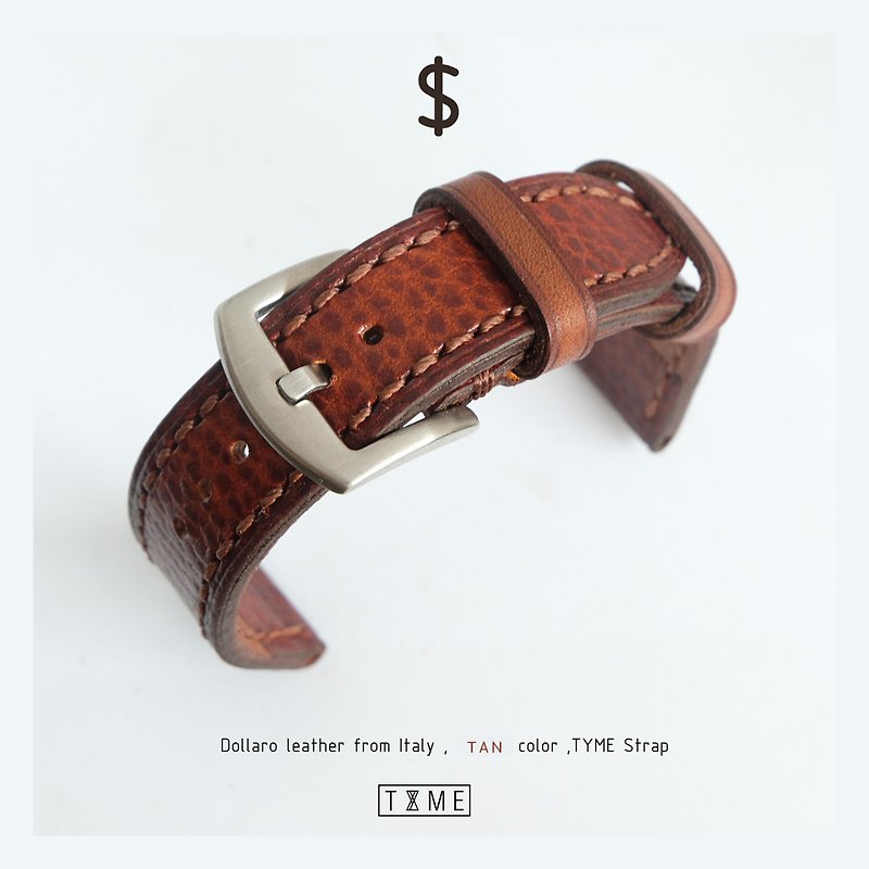 Genuine leather watch strap, brown color, Dollar model, vintage style, beautiful - 錶帶 - 真皮 咖啡色