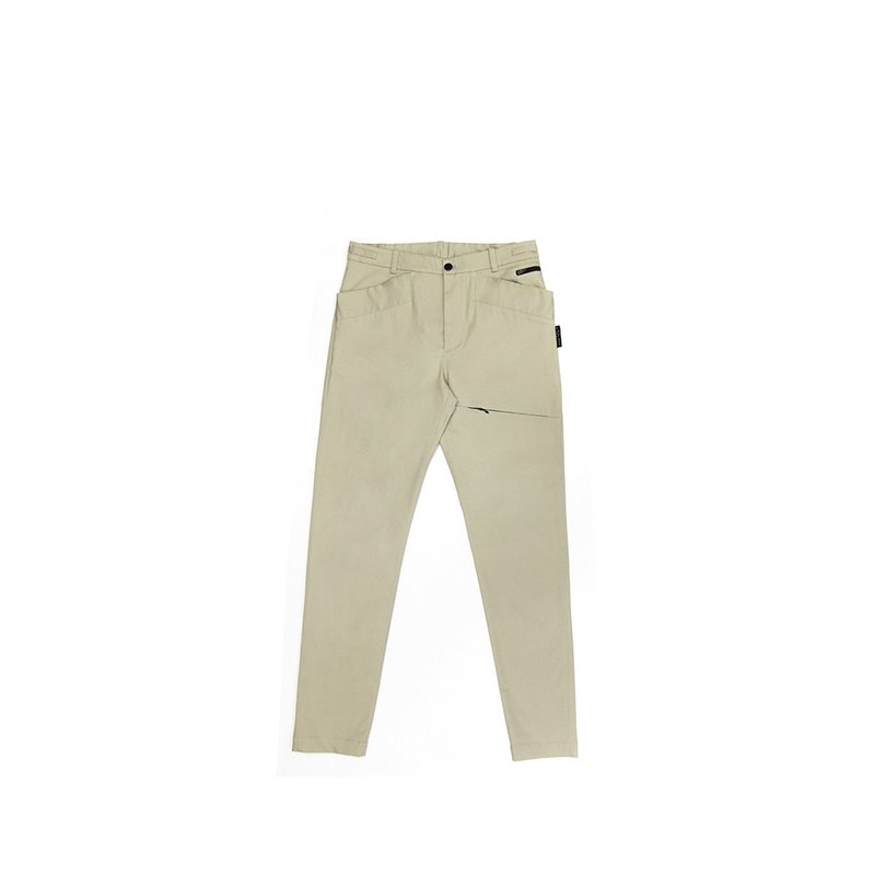 前剪接暗袋休閒褲-石岩 - 男裝工人褲/長褲/牛仔褲 - 棉．麻 卡其色