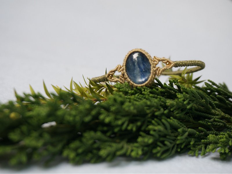 [Seasonal sale] | MC | natural Stone aquamarine silk woven bracelet bracelet - Bracelets - Silk 