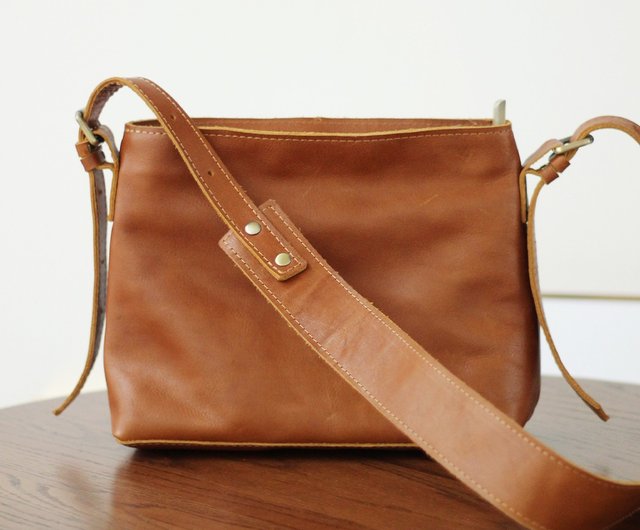 handmade leather square sling bag, Handmade leather bags