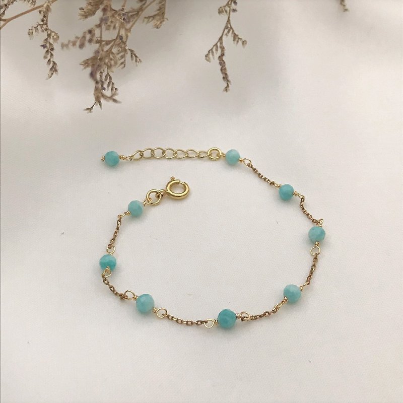 Brass Embellished Bracelet - Tianhe Stone - สร้อยข้อมือ - หิน สีเขียว