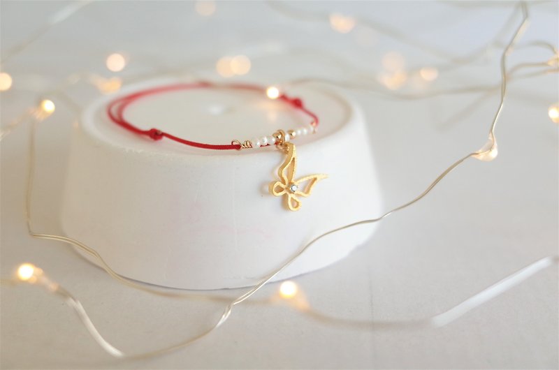 Christmas Gift Lucky Energy Bracelet / Natural Freshwater Pearl 14K Gold Bead Bracelet - สร้อยข้อมือ - โลหะ สีทอง