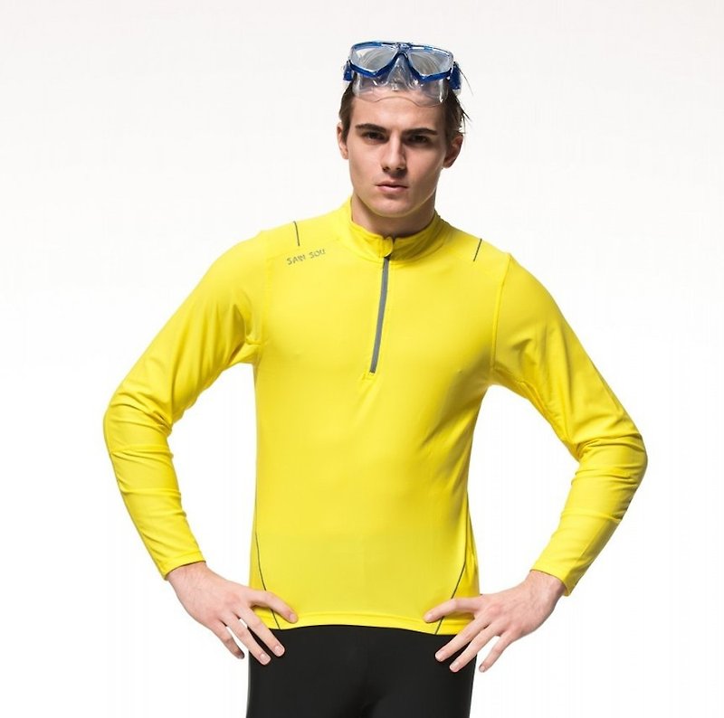 MIT half body sun protection swimsuit (jellyfish clothing) unisex - ชุดว่ายน้ำผู้ชาย - ไนลอน สีเหลือง