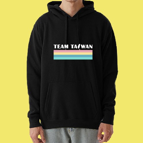 CHIC SHOP 插畫設計館 TEAM TAIWAN 彩虹 彩色 臺灣 臺灣 帽T 衣服 長袖 黑色 白色 厚磅