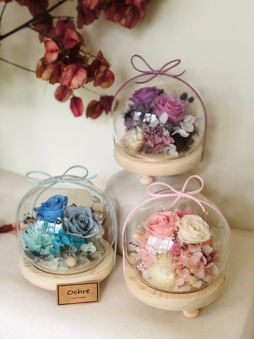 Ochre Floral Design Ochre 各色系夢幻永生玫瑰玻璃燈球-小