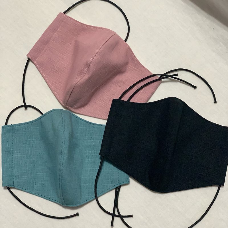 素色節紗系列 藍 粉紅 黑 兩用布口罩 口罩套 夾層設計可放濾材 - 口罩/口罩收納套 - 棉．麻 多色