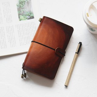 Dark brown smudged handbook leather notebook diary TN travel book can be customized