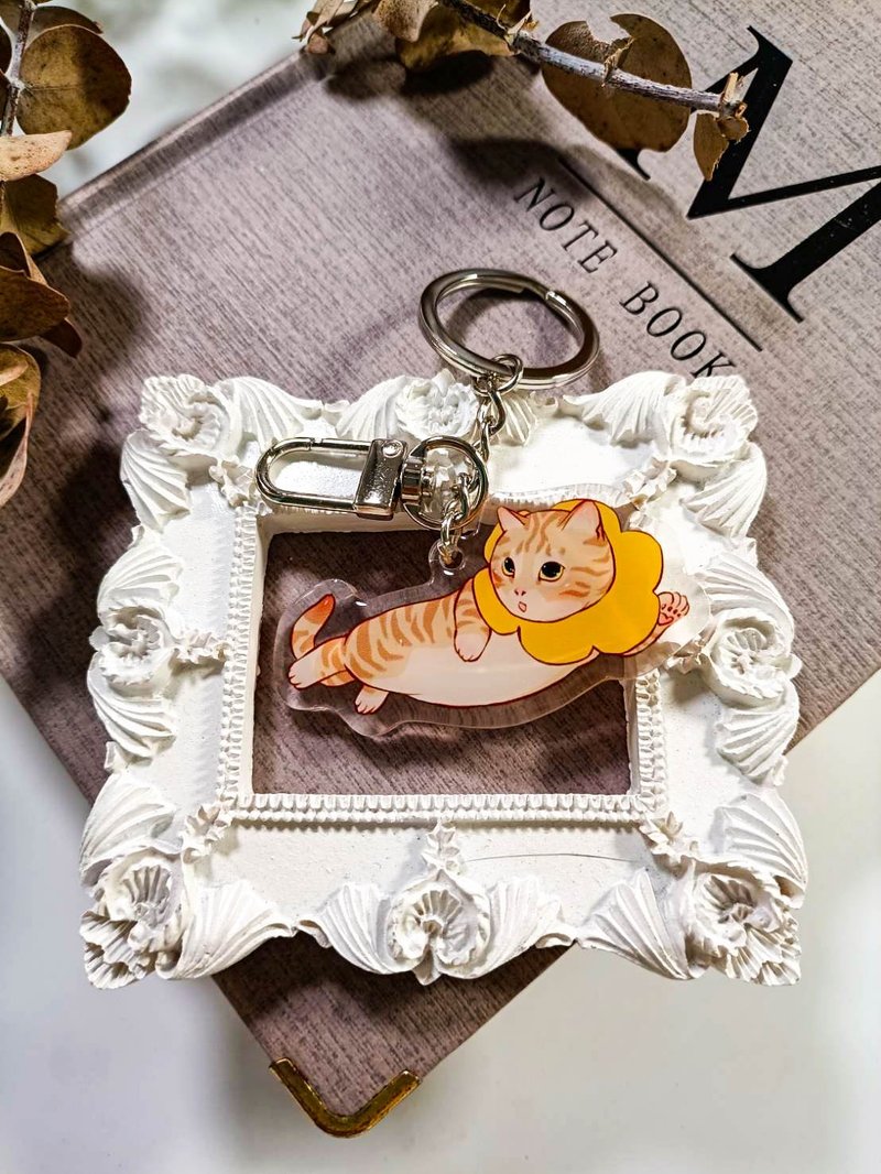 ME184花環貓Garland Cat /stationery charm_ keychain - Keychains - Plastic Multicolor