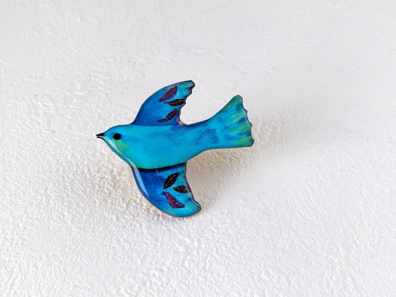 南国の小鳥ブローチ(ブルーラズベリー) - 胸針/心口針 - 樹脂 藍色