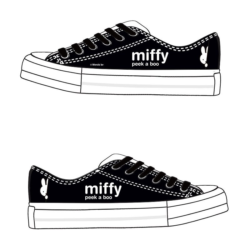 Exclusive First Release | MIFFY Authorization - Low Canvas Shoes Wen Qing Mi Fei (Black Sole)