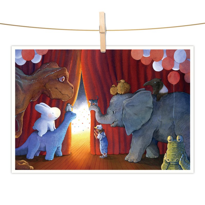 afu水彩插畫明信片 - 揭開序夢 - 卡片/明信片 - 紙 