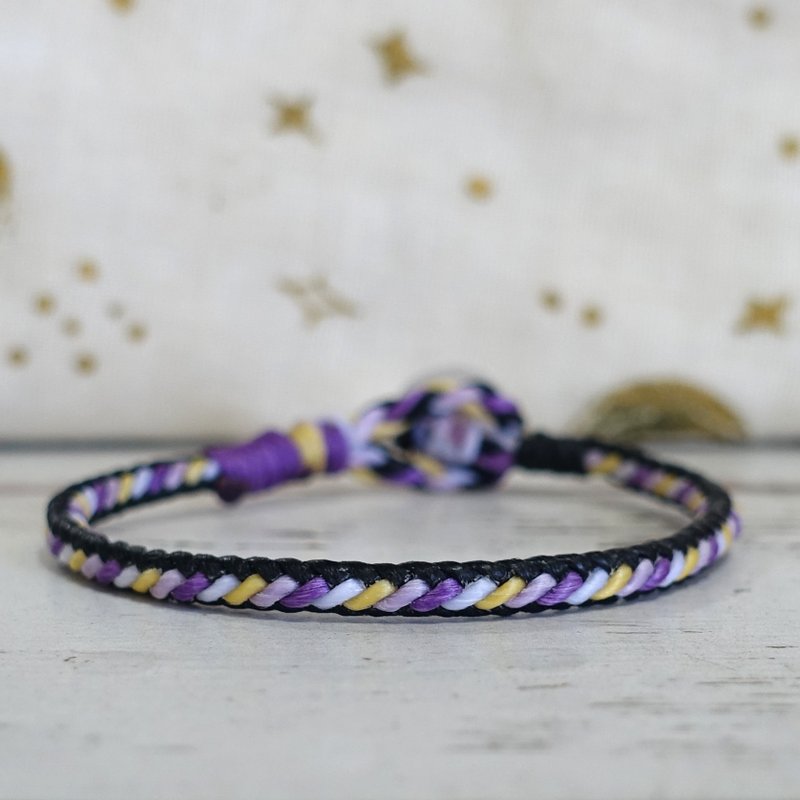 紫花│經典編織 斜線款│防水 蠟線 衝浪 - 手鍊/手環 - 防水材質 多色