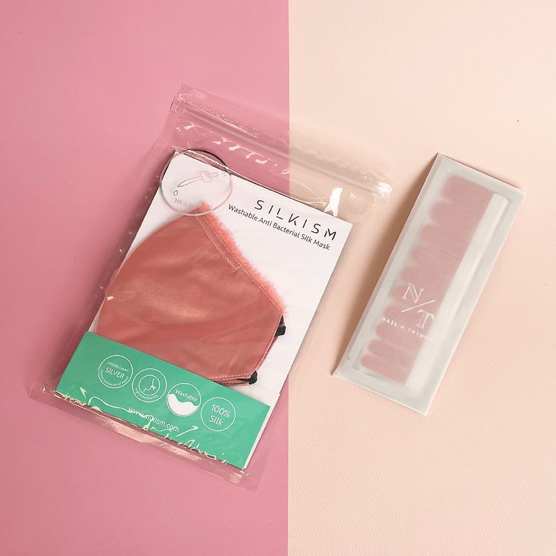 Nail n Things x Silkism Beauty Bundle - Pink. Silk mask + Nail wraps