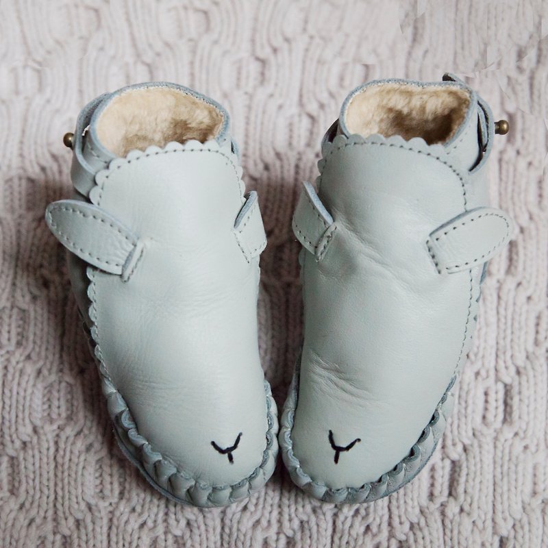 Dutch Donsje leather inner bristled animal styling boots children's shoes light gray lamb 517-KL002 - รองเท้าเด็ก - หนังแท้ สีเทา