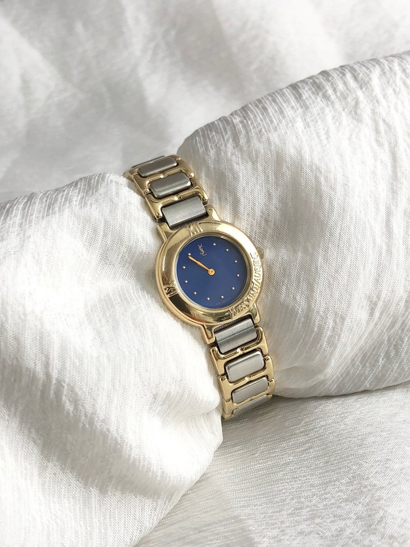 【 日本直送　名牌中古包 】Yves Saint Laurent イヴ・サンローラン 腕時計 シルバー ゴールド ステンレス クォーツ オールド x54af4 - 女錶 - 不鏽鋼 銀色