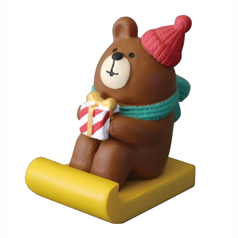 【日本Decole】聖誕限量款擺飾品-聖誕棕熊雪橇趣 - 裝飾/擺設  - 其他材質 咖啡色