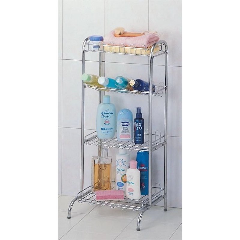 Stainless Steel floor-standing four-layer storage rack bathroom bottle rack made of 304 Stainless Steel - Storage - Stainless Steel Silver
