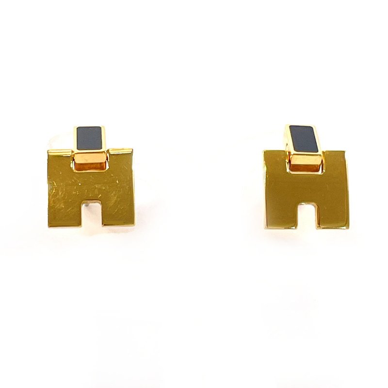 【日本直送 中古美品】エルメス HERMES ピアス アイリーン Hロゴ メタル ゴールド/ブラック アクセサリー 保存箱付き - 耳環/耳夾/耳骨夾 - 貴金屬 金色