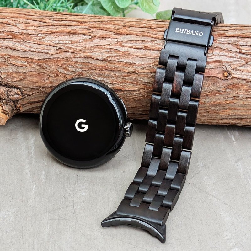 【木製バンド】EINBAND Google Pixel Watch 天然木バンド Ebony Wood　Pixel Watch3 45mm対応不可 - 女錶 - 木頭 咖啡色