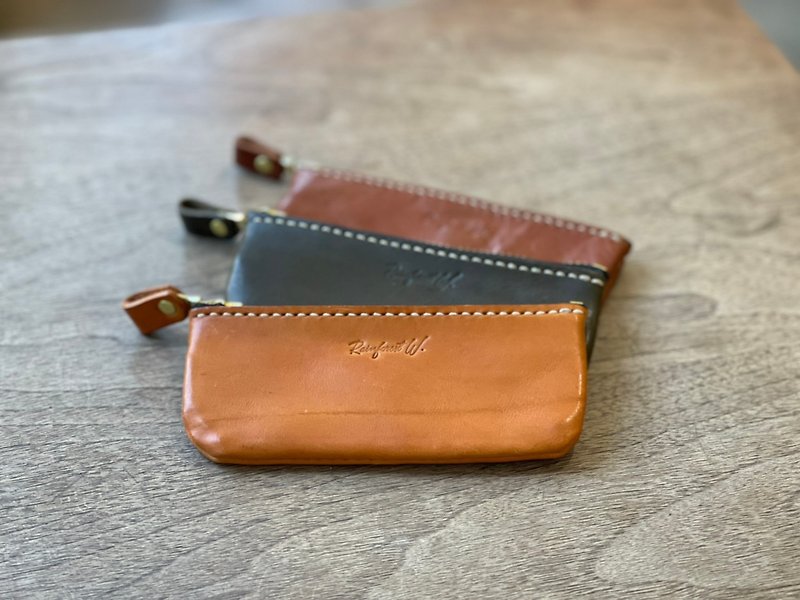 【革小物】 手作り革ファスナー財布 Sサイズ（キャメル、コーヒー、グリーン）