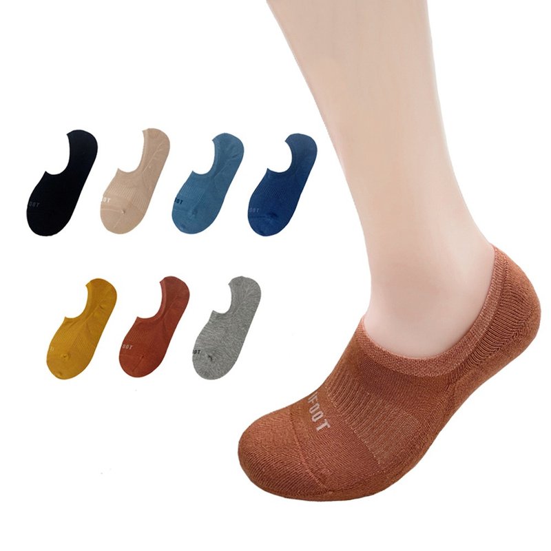 Fine cotton towel bottom invisible socks-M/L - ถุงเท้า - วัสดุอื่นๆ สีดำ