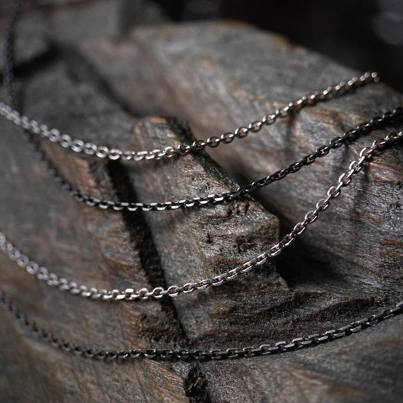 Faceted square ring chain / 925 sterling silver necklace / width 0.8mm / sterling silver chain - สร้อยคอ - เงินแท้ สีเงิน