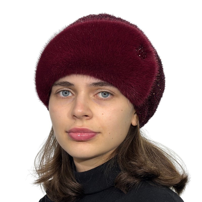 Womens Fur Beret Real Fur Hat Winter Mink Hat Russian Fur Hat Beanie Beret - หมวก - วัสดุอื่นๆ หลากหลายสี
