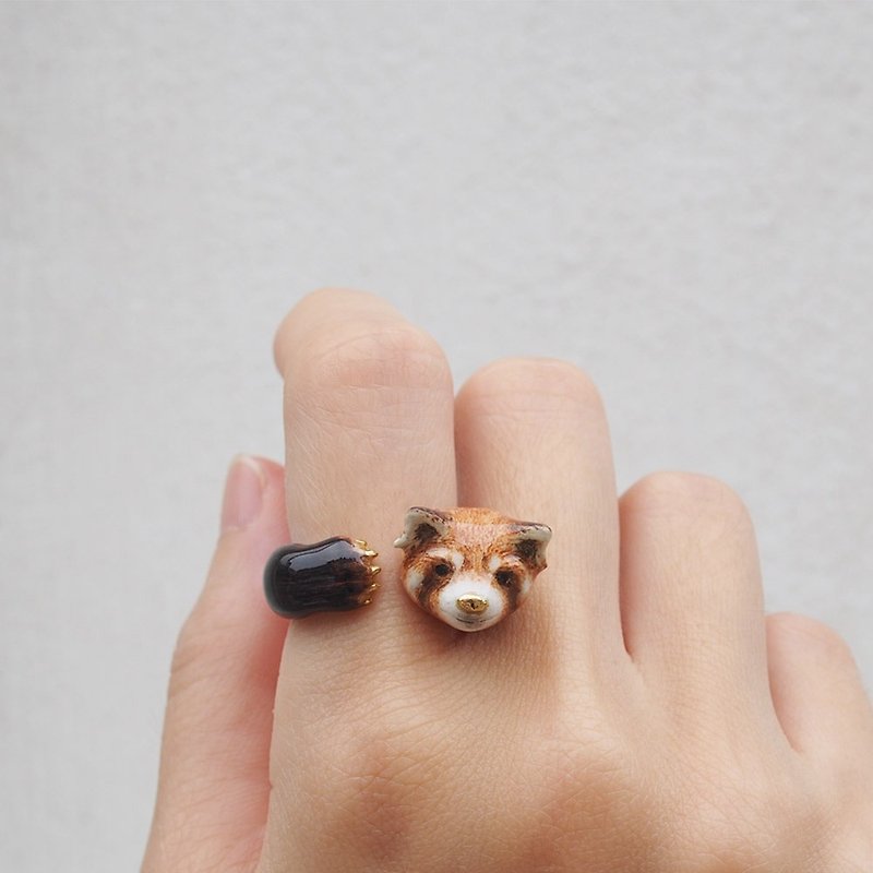 Red Panda Hugging Ring - General Rings - Copper & Brass Gray