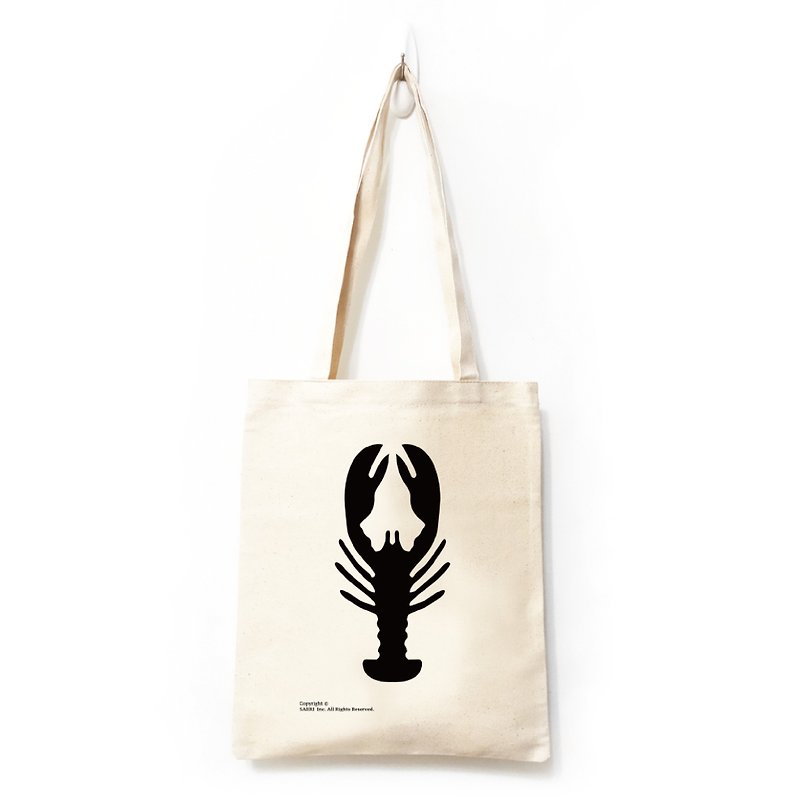 Canvas bag tote bag environmental protection bag lobster shrimp submarine bag side back bag - กระเป๋าแมสเซนเจอร์ - ผ้าฝ้าย/ผ้าลินิน สีดำ