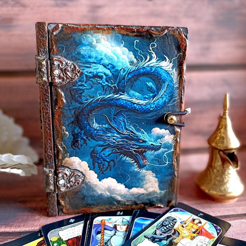 Magic bird Box-Book,Box playing cards,tarot box,Peacock Feather, Jewelry box - 居家收納/收納盒/儲物盒 - 木頭 藍色