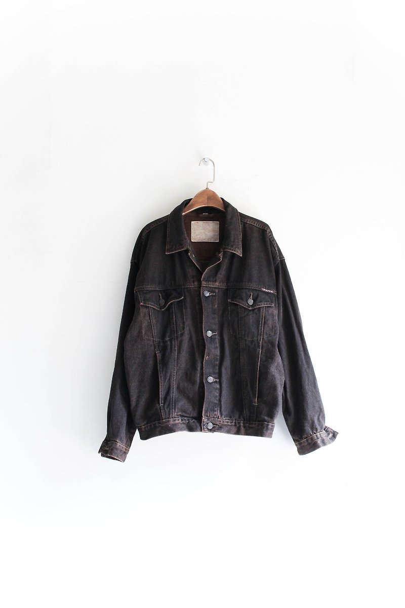 River Water Mountain - Wakayama Late Night Coffee Elegant Antique Cotton Tunic Jacket jacket coat oversize vintage - เสื้อแจ็คเก็ต - ผ้าฝ้าย/ผ้าลินิน สีนำ้ตาล