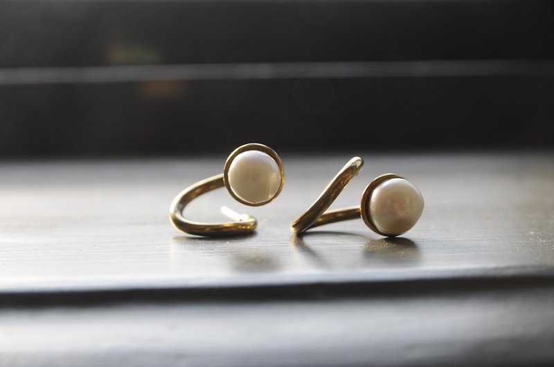 Pearl Roll Earrings - Earrings & Clip-ons - Copper & Brass Gold